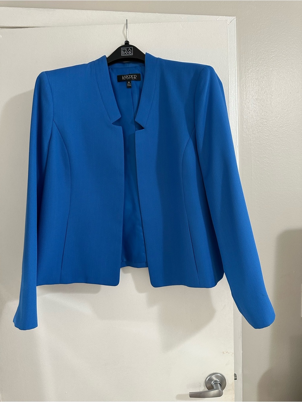 Kasper Bright Blue Open-Front Tailored Blazer
